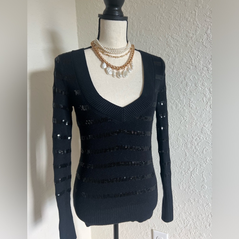 EXPRESS Long sleeved sequined / striped sweater. super cute, chic & classy !